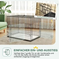 PawHut Hundekäfig klappbar Hundebox mit 2 Türen, Transportkäfig mit ausziehbare Bodenschale Kissen 90 x 57,5 x 62 cm Schwarz(m-5)