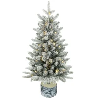 HOMCOM Sztuczna choinka, 90 cm, 50 LED, 240 końcówek, sztuczny śnieg, podstawa z tlenku magnezu(m-11)