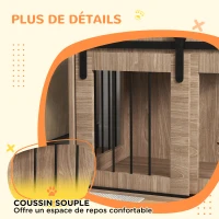 PawHut Cage caisse pour chien animaux intérieur porte coulissante, métal effet bois, dim. 57H x 80L x 54l cm(m-7)