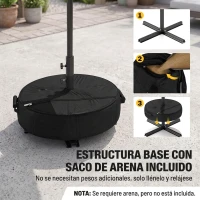 Outsunny Sombrilla Terraza Exterior 3x3m con Base Bolsa de Arena Manivela Inclinación Costillas Retráctiles Gris Oscuro(m-4)