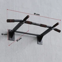 HOMCOM Barre de traction barre de fitness en acier charge maximale 120 kg montage mural 91 x 51 x 18 cm noir(m-3)