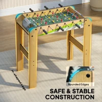 SPORTNOW Baby-Foot Enfant 18 Joueurs 2 Balles, Barres 360°, Poignées Antidérapantes, Compteurs de Score, 75x66x75cm, Bois Naturel(m-8)