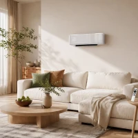 HOMCOM Aquecedor Elétrico Cerâmico de Parede 2000W com 3 Modos Temporizador Detecção de Janelas Abertas 54x18,7x12,3 cm Branco(m-9)