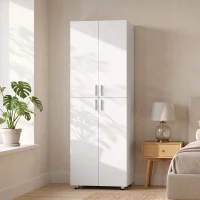 HOMCOM Guarda-roupa com 4 Portas Capacidade de Peso Total de 70 kg 60x34x180 cm Branco(m-2)