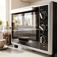 HOMCOM 46 L mini-oven met draaispit, hetelucht, temperatuurregeling en timer, 1800 W, zwart(m-11)