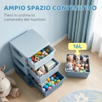 HOMCOM Cassettiera 6 Cassetti per Bambini 3-6 Anni con Bordi Arrotondati, Mobile Portagiochi in PP, 37x37x56.5cm, Blu(m-4)