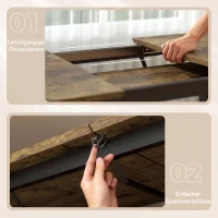 HOMCOM Uitschuifbare eettafel 140-180 cm voor 6-8 personen, rechthoekig in industrieel design met stalen frame, tijgerhoutlook(m-6)