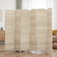 HOMCOM Paravent intérieur en bois 6 panneaux séparateur de pièce pliable pour salon chambre 270 x 180 cm Chêne(m-6)