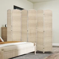 HOMCOM Paravent intérieur en bois 6 panneaux séparateur de pièce pliable pour salon chambre 270 x 180 cm Chêne(m-4)
