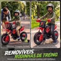 AIYAPLAY Mota Elétrica Infantil 12V com 2 Rodas Auxiliares Amovíveis, 2 Motores, Suspensão Traseira e Música, 3 km/h, Vermelho(m-5)