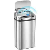 HOMCOM Bidone per Rifiuti da 30L con Sensore per Apertura e Chiusura Automatica, 33x25x57.5 cm, Argento(m-11)