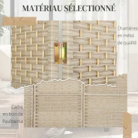 HOMCOM Paravent intérieur en bois 4 panneaux séparateur de pièce pliable pour salon chambre 180 x 180 cm chêne(m-6)