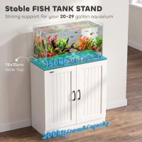 PawHut Fish Tank Stand, 20-29 Gallon Aquarium Stand with Cabinet Storage, Power Outlets and Anti-Tip Kit, White(m-4)