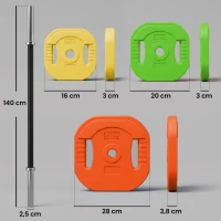 SPORTNOW Set de Pesas Ajustables con Barra de Acero de 140 cm 6 Discos de 5kg 2,5kg 1,5kg 2 Clips para Casa Gimnasio(m-3)