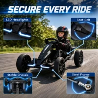 AIYAPLAY 12V Electric Go Kart for Kids with Dual Motors, Adjustable Seat, Soft Start, LED Lights, EVA Wheels, for Age 3-6, Black(m-7)