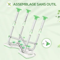 HOMCOM Tabouret de Douche, Hauteur Ajustable 39-51,5 cm, Barre d'Appui à Ventouse, Patins à Ventouse, Vert(m-6)