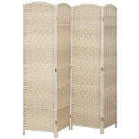 HOMCOM Paravent intérieur en bois 4 panneaux séparateur de pièce pliable pour salon chambre 180 x 180 cm chêne(m-1)