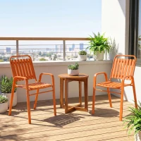 Outsunny Set 4 Sedie da Giardino Impilabili con Schienale Alto e Braccioli, in PP e Acciaio, 56x66x91 cm, Arancione(m-8)