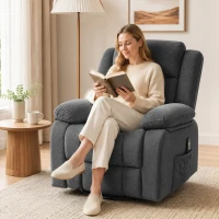HOMCOM Fotoliu relax cu masaj prin vibrații și încălzire, fotoliu rotativ reglabil manual cu funcție de balans și arcuri pocket, Gri(m-4)