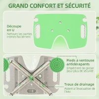 HOMCOM Tabouret de Douche, Hauteur Ajustable 39-51,5 cm, Barre d'Appui à Ventouse, Patins à Ventouse, Vert(m-4)