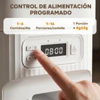 PawHut Comedero Gato Automático 4L Dispensador Comida para Gatos/Perros 1-6 Comidas al Día 2 Cuencos 2 Fuentes de Alimentación(m-5)