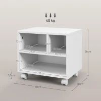 HOMCOM Móvel para Impressora com Rodas Suporte para Impressora com Compartimentos Abertos para Escritório Estúdio 40x30x36 cm Branco(m-3)