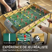 SPORTNOW Baby-Foot Enfant 18 Joueurs 2 Balles, Barres 360°, Poignées Antidérapantes, Compteurs de Score, 75x66x75cm, Bois Naturel(m-4)