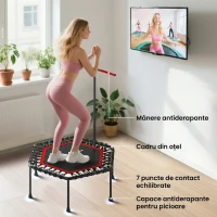 SPORTNOW Trambulină elastică pentru adulți Ø114 cm, cu mâner reglabil și 36 de corzi bungee, roșu(m-6)