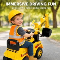 AIYAPLAY Kids Ride on Digger, Toddler Construction Toy Car with Security Helmet, Horn, Detachable Digging Arm(m-6)