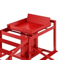 HOMCOM Lot de 2 Rampes d'Accès avec Cric Hydraulique 3T, Hauteur Réglable, Largeur d'Accès 230mm, 114x34,5x27cm, Rouge(m-12)