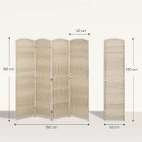 HOMCOM Paravent intérieur en bois 4 panneaux séparateur de pièce pliable pour salon chambre 180 x 180 cm chêne(m-3)