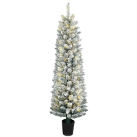 HOMCOM Árvore de Natal Nevada com 150 Luzes LED 150 cm 8 Modos 250 Pontas Verde e Branco(m-1)
