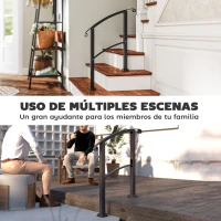 Outsunny Barandilla de Escalera 71 cm con Kit de Instalación Ángulo Ajustable para 1-3 Escalones para Exterior Terraza Negro(m-7)