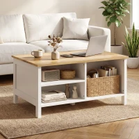 HOMCOM Baú de Armazenamento com Tampa Elevatória, 80x60x40 cm, Efeito Madeira Natural(m-6)
