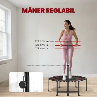 SPORTNOW Trambulină elastică pentru adulți Ø114 cm, cu mâner reglabil și 36 de corzi bungee, roșu(m-4)