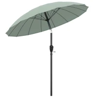 Outsunny 2 m Shanghai Garden Parasol Umbrella with 16 Fibreglass Ribs, Outdoor Parasol Sun Shade with Crank & Tilt, Turquoise(m-11)