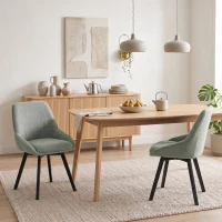 HOMCOM Set de 2 Scaune de Sufragerie Pivotante la 360°, Scaune Bucătărie Căptușite în Chenille, Spătar Curbat, Verde(m-4)