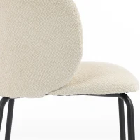 HOMCOM Lot de 2 Chaises Salle à Manger Rembourrées en Chenille, Dossier Incurvé, Pieds Métal, Style Moderne, 57x58x77cm, Beige(m-13)