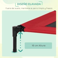 PawHut Cama Elevada para Perros Gatos Portátil Cama para Mascotas con Zona de Malla Transpirable y Tela Oxford para Interior Exterior 76x61x18 cm Rojo(m-5)