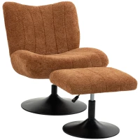 HOMCOM Fotoliu de salon cu suport pentru picioare reglabil, fotoliu auxiliar capitonat din catifea cu efect model picături de apă, maro(m-1)
