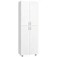 HOMCOM Kleiderschrank mit 4 Türen, 180 cm, Weiß(m-8)