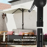 Outsunny Sombrilla Rectangular 230x130x245 cm Parasol para Pared Media Sombrilla con Manivela Protección UV 30+ Impermeable Tela Poliéster180 g/m² para Balcón Terraza Jardín Beige(m-7)