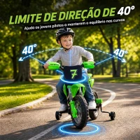 AIYAPLAY Mota Elétrica para Crianças 12V com 2 Rodas Auxiliares Amovíveis, 2 Motores, Suspensão Traseira, Música, 3 km/h, Verde(m-6)
