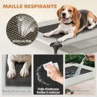 PawHut Lit pour Chien Surélevé Tente pour Chien avec Auvent Tente 3 Côtés Respirant Textilène Sac 76x61x70cm Gris Clair(m-6)