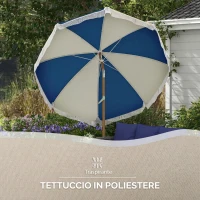 Outsunny Ombrellone Rotondo e Inclinabile a 8 Stecche con Manovella, in Poliestere e Acciaio, Ø213x234 cm, Blu e Beige(m-6)