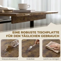HOMCOM Uitschuifbare eettafel 140-180 cm voor 6-8 personen, rechthoekig in industrieel design met stalen frame, tijgerhoutlook(m-7)