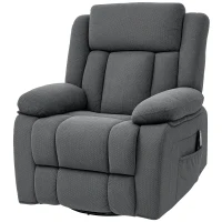 HOMCOM Sillón relax con masaje por vibración y calor, sillón giratorio ajustable manualmente con función balancín y muelles ensacados, gris(m-7)