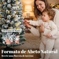 HOMCOM Árvore de Natal Nevada com 150 Luzes LED 150 cm 8 Modos 250 Pontas Verde e Branco(m-6)