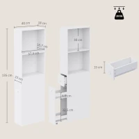 HOMCOM Móvel de Banheiro Slim Salva Espaço com Rodas e Gaveta 18x40x135 cm Branco(m-3)