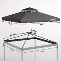 Outsunny Toldo de Substituição 3x3 m com Teto Duplo Orifícios de Drenagem e UPF 30+ Apenas Toldo NÃO Inclui Estrutura Cinzento Claro(m-3)